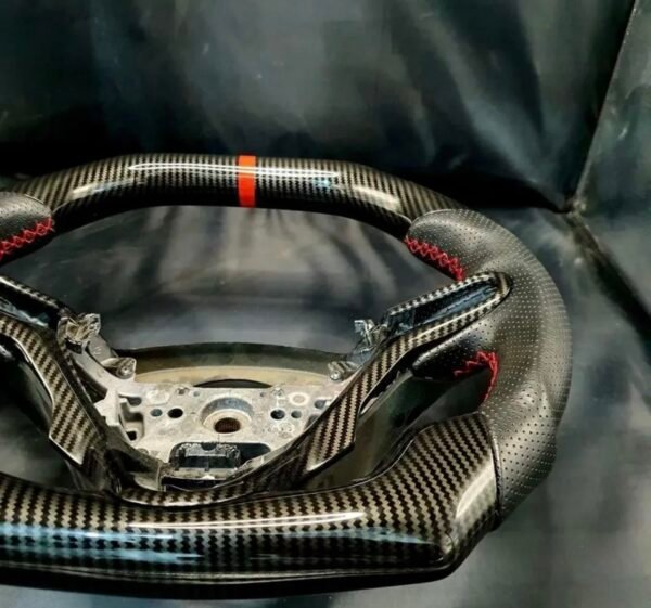 Honda civic FD2/FN2 Top Bottom flat CARBON FIBER steering wheel for type R, Si 2006-12 - Image 3