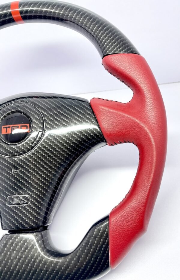 Carbon fiber wheel along with CF Airbag for TOYOTA CELICA, MR2-Spyder, Supra, JZX Matrix with RED LEATHER - Image 4
