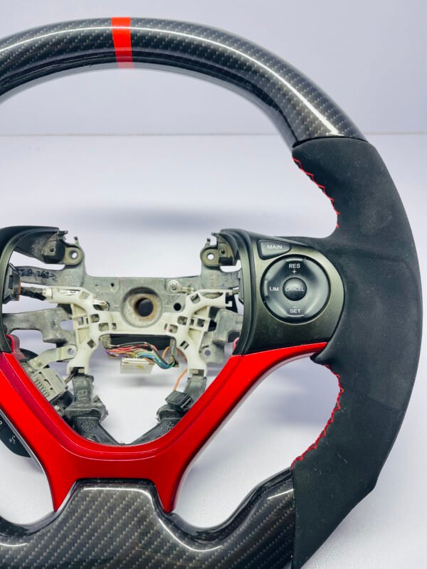 Honda Civic Coupe, Si, sedan, 2012-15 Carbon fiber steering with alcantara & red trim - Image 5
