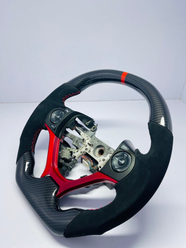 Honda Civic Coupe, Si, sedan, 2012-15 Carbon fiber steering with alcantara & red trim - Image 2