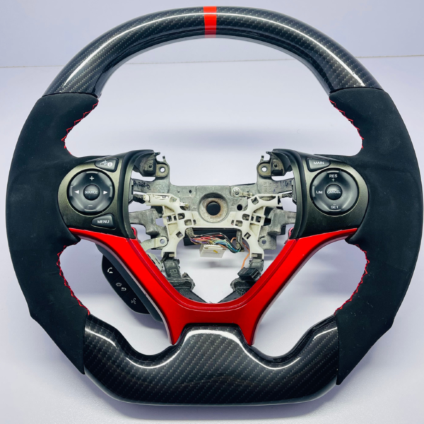 Honda Civic Coupe, Si, sedan, 2012-15 Carbon fiber steering with alcantara & red trim