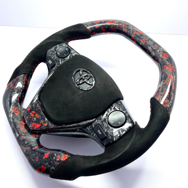 Toyota Corolla iM RAV4 2012-19 REAL RED FORGE customized Steering Wheel with alcantara air bag - Image 2